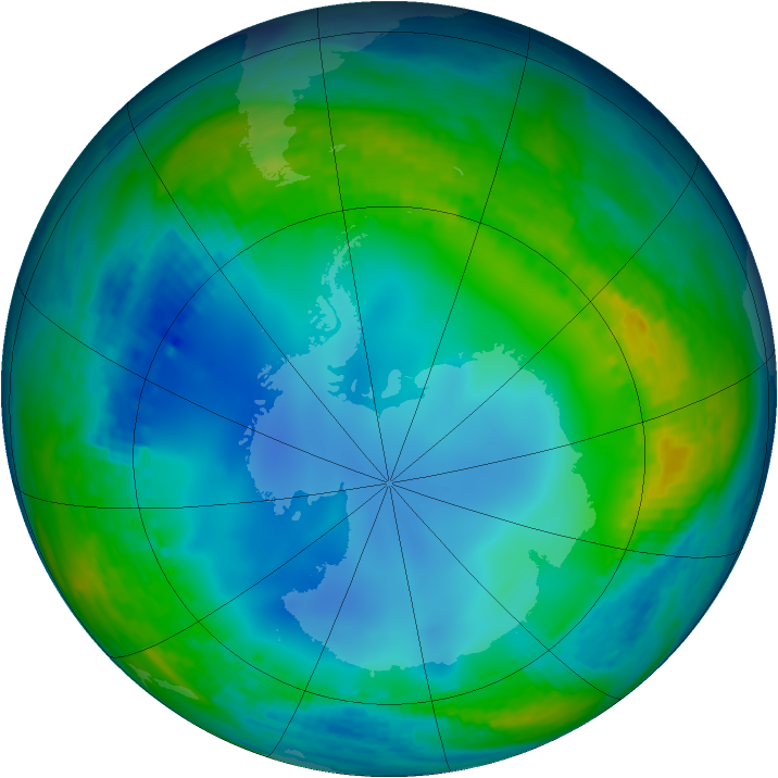 Antarctic ozone map for 02 June 2002